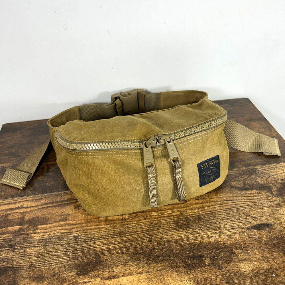 Filson Tin Cloth Waist Pack Crossbody Bag Dark Tan RARE Discontinued